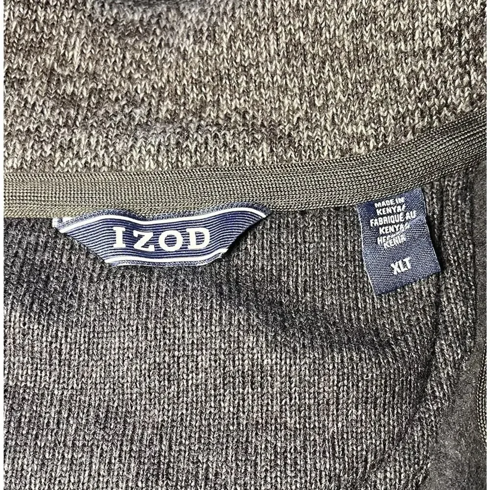 Izod Men XLT Tall Pullover Sweater Fleece Long Sleeve Black 1/4 Zip Holiday $80